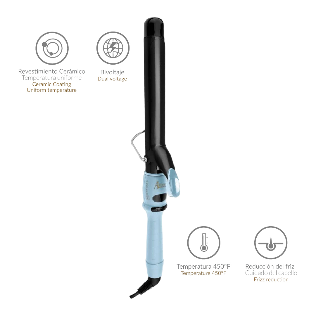 Pinza Rizadora para Cabello Alizz con Tenaza Curling 25mm Azul - Image 3